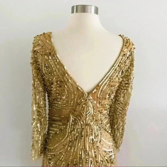 Aidan Mattox Sequin Long Sleeve Party Dress Sz 6 - Picture 5 of 11